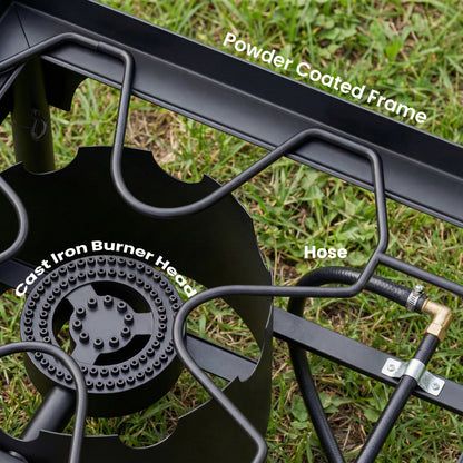 Outsunny Double Burner Camping Stove – 150,000 BTU High-Pressure Propane Gas Stove, Detachable Legs, Individual Heat Control, Regulator & Hose Included – Black