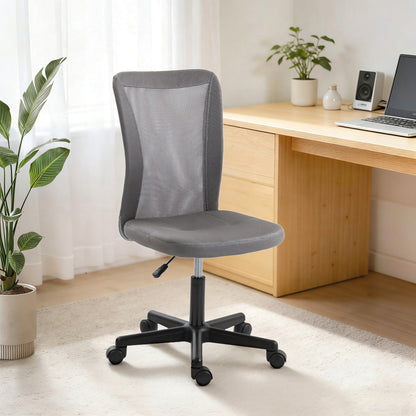 Vinsetto Computer Desk Chair, Mesh Office Chair with Adjustable Height and Swivel Wheels, Armless Study Chair