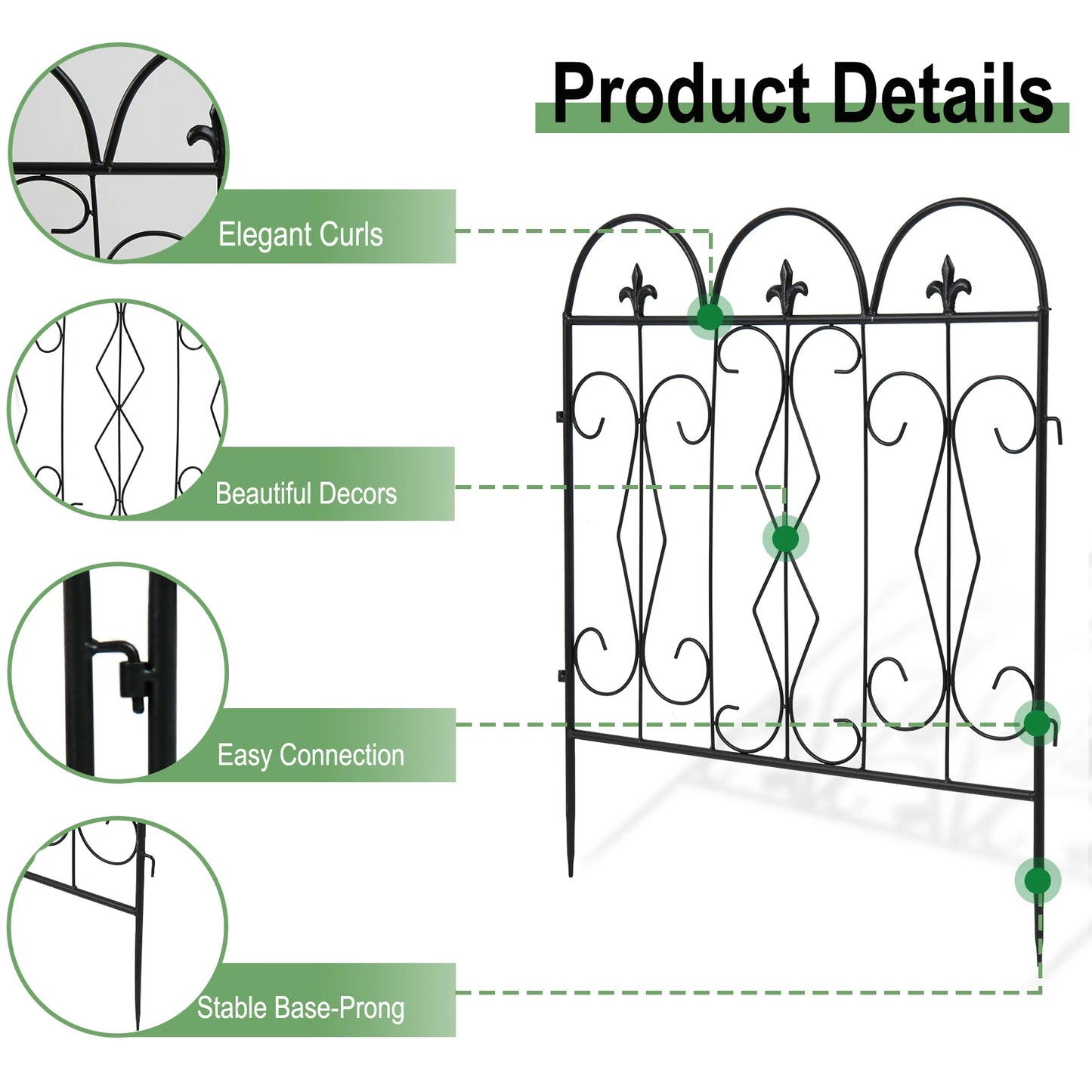 5 Pieces Outdoor Rustproof Metal Garden Border Fence Landscape Wire Fencing
