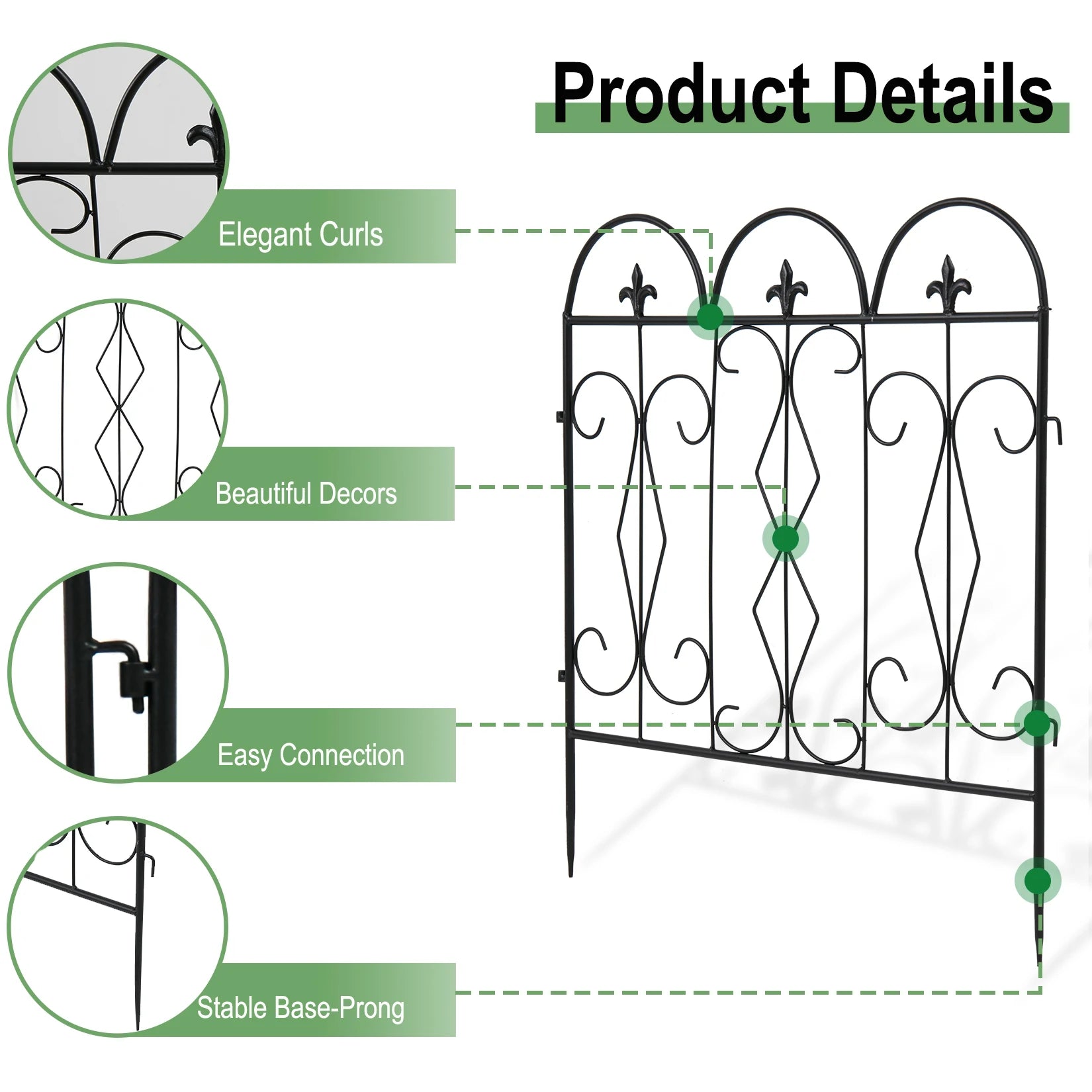 5 Pieces Outdoor Rustproof Metal Garden Border Fence Landscape Wire Fencing