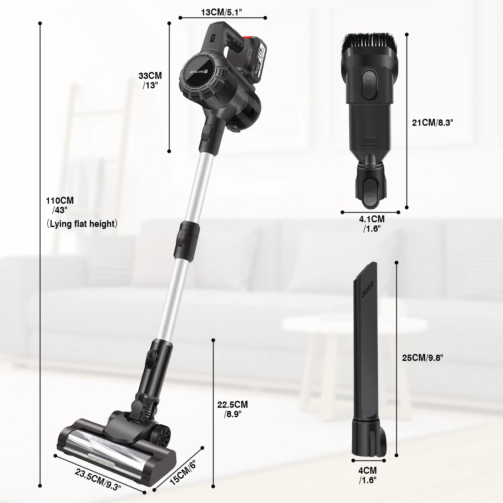 Dayplus Cordless Upright Stick Vacuum Cleaner,3 in 1 Wireles Handheld Vacuum Cleaner 130000RPM Brushless for Carpets, Hard Floor