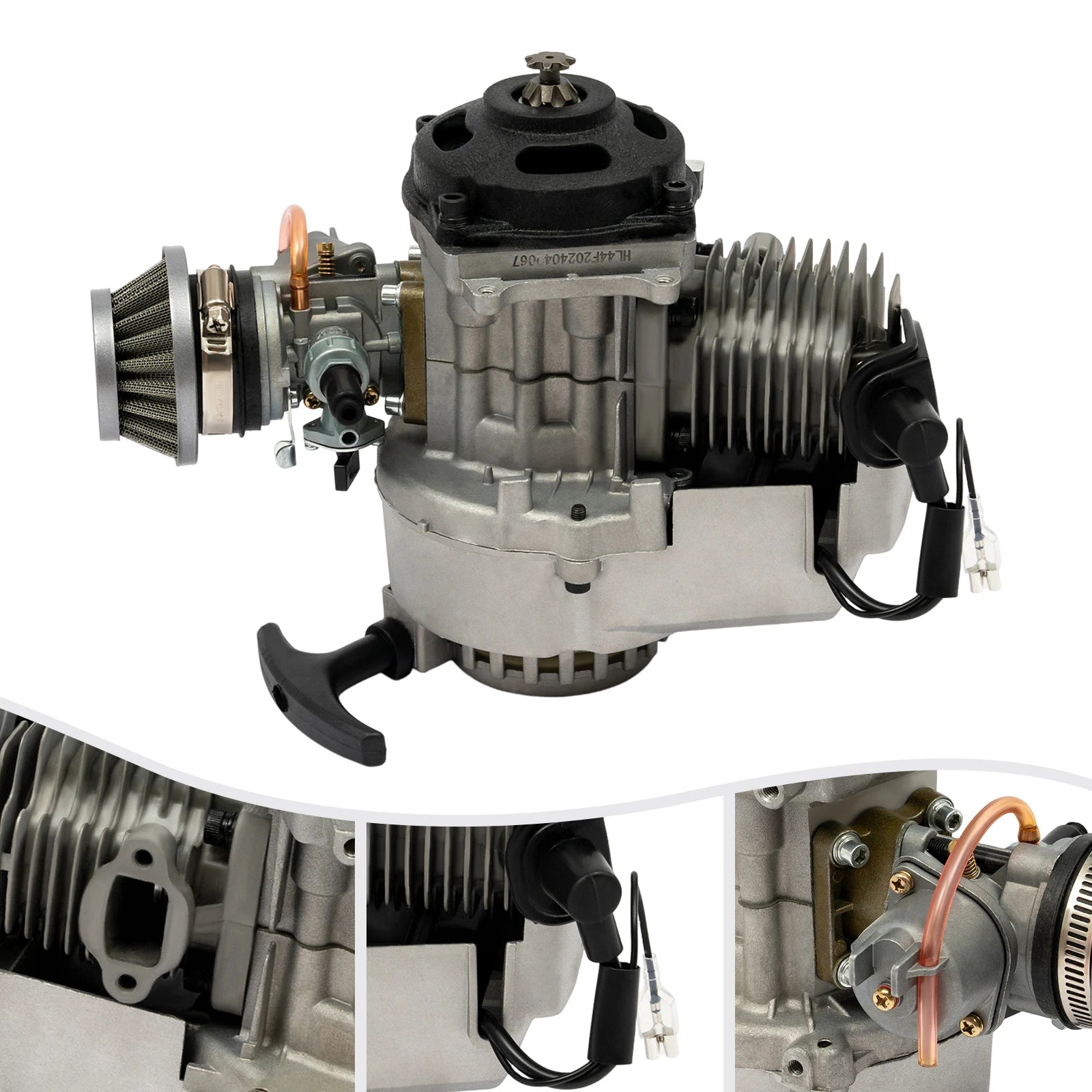 2-Stroke 49Cc Engine Motor Mini Bike Pocket Bike Engine 3HP 12500Rpm Air Cooled Pull Start for Mini Bike Pocket Bike Moped