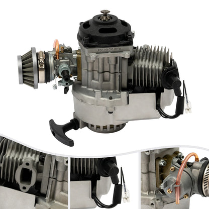 2-Stroke 49Cc Engine Motor Mini Bike Pocket Bike Engine 3HP 12500Rpm Air Cooled Pull Start for Mini Bike Pocket Bike Moped