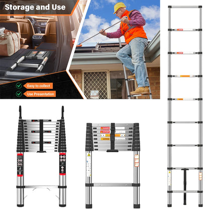 8.5FT/2.6M Multi-Purpose Folding Telescopic Ladder For Decorating Painting In/Outdoor Extendable Portable Loft, 330lb/150kg