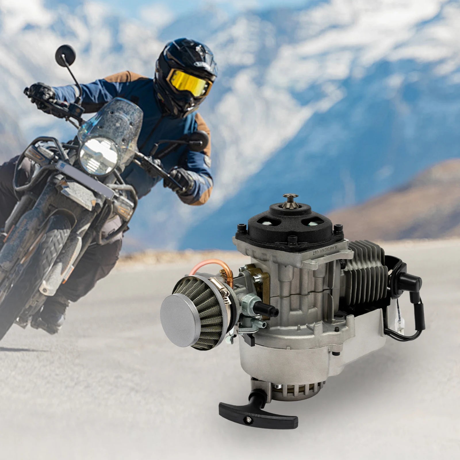 2-Stroke 49Cc Engine Motor Mini Bike Pocket Bike Engine 3HP 12500Rpm Air Cooled Pull Start for Mini Bike Pocket Bike Moped
