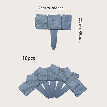 Garden Fence Imitation Stone Plant Support Stake Outdoor Edging Decorative Border DIY Lawn Yard Landscape Plant Fence
