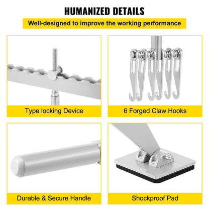 Dent Pull Bar 6 Claw Hook Dent Puller Single Leg Levelling Portable Dent Pull Bar Aluminum Alloy for Car Dent Repairing