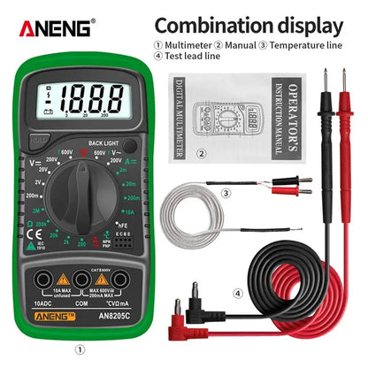 ANENG AN8205C Digital Multimeter AC/DC Ammeter Volt Ohm Multimeter Tester Meter With Thermocouple LCD Backlight Portable