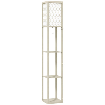 Three-Shelf Standing Lamp - Oak/White