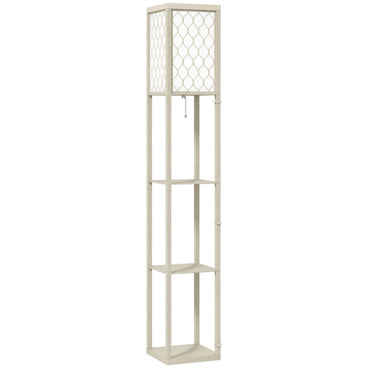 Three-Shelf Standing Lamp - Oak/White
