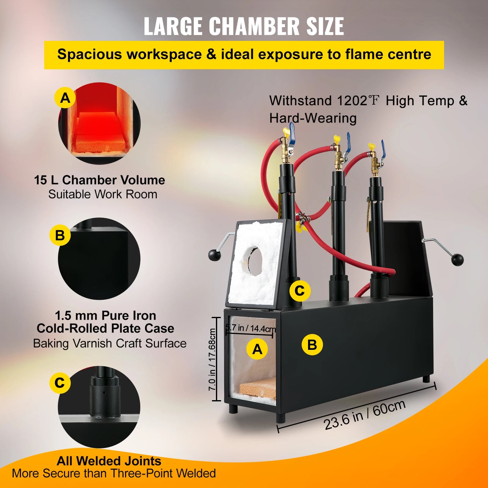 DE Gas Propane Forge round Square Blacksmith Melting Furnace 1/2/3 Burner for Knife & Metal Tool Making Gas Forge Kit