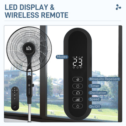 DC Pedestal Fan, 17.5'' Standing Fan w/ 28 Speeds, 3 Modes, 75° Oscillation, 12-Hour Timer, Adjustable Height, Mosquito Repellent Function, Black