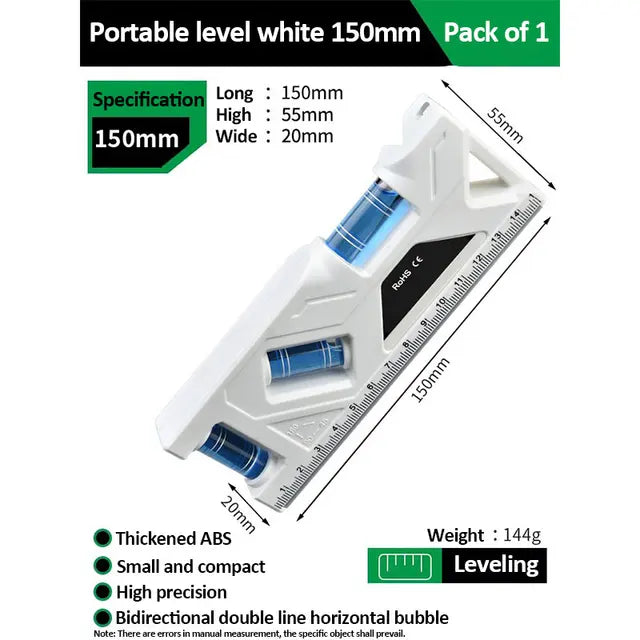 Portable Magnetic Pocket Spirit Level Mini Protractor With Metric Ruler Woodworking Level, Horizontal And Vertical Measure
