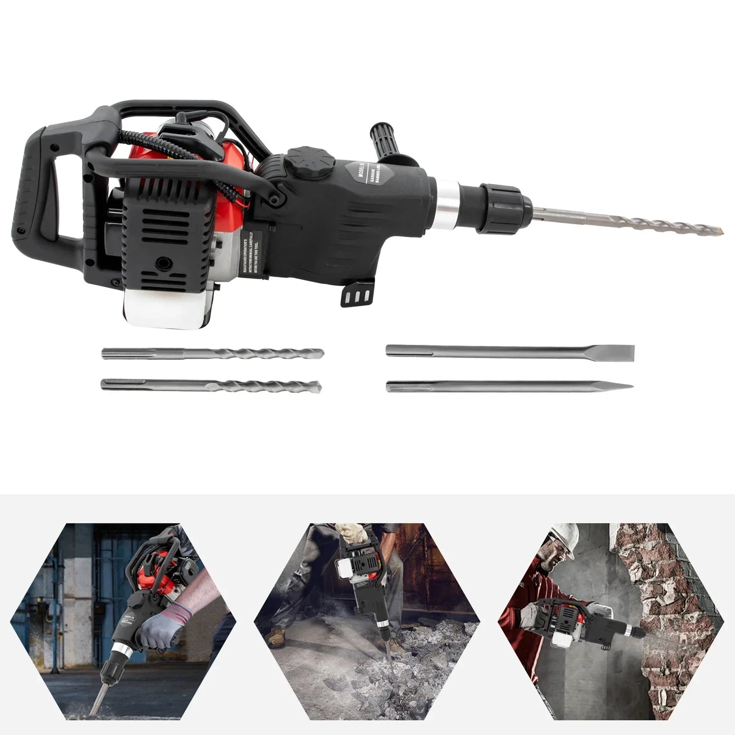 Demolition Jack Hammer 1000W Multiple Functions Power Impact Hammer Picks for Ground Slotting, Rock Breaking
