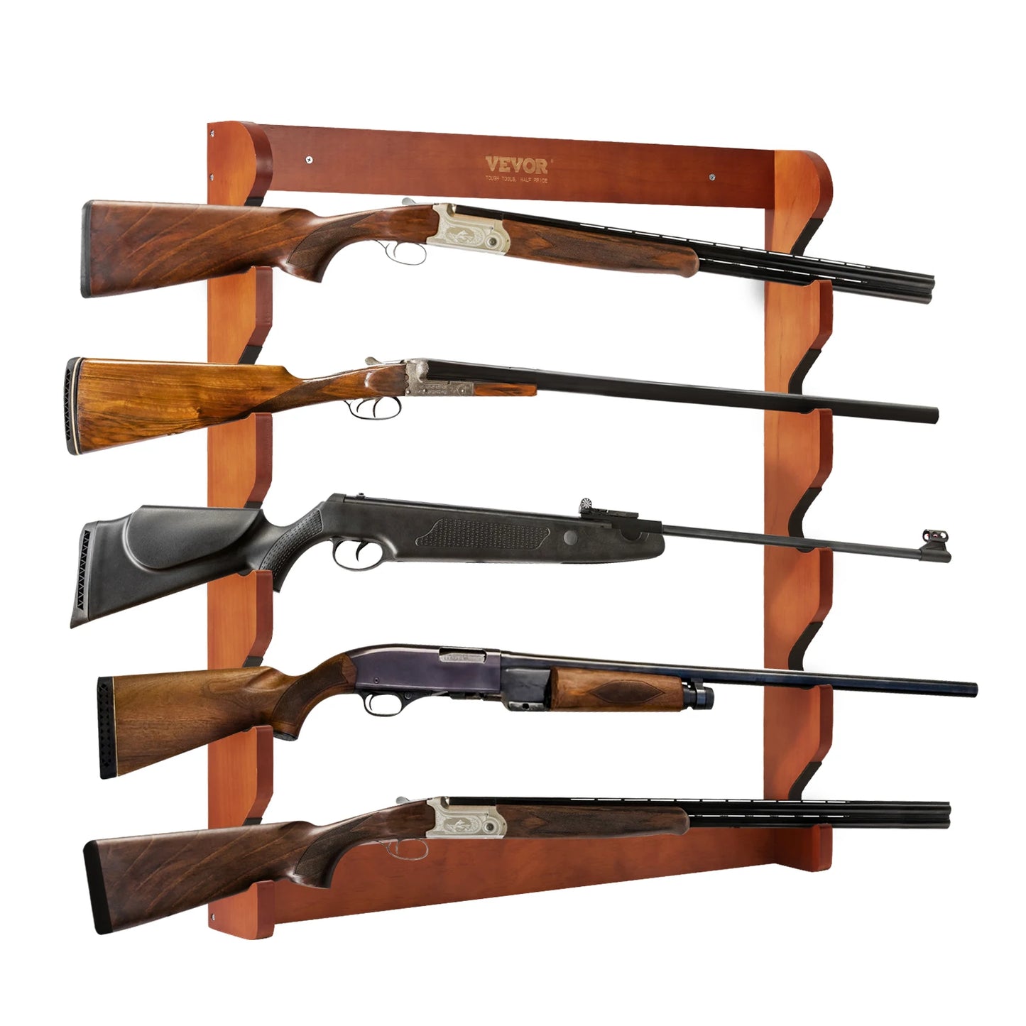 Wall Mounted Wood Gun Rack Gun Display Rack Holds 4/5 Rifles Shotguns 132 Lbs Heavy Duty Rifle Rack With Soft Padding