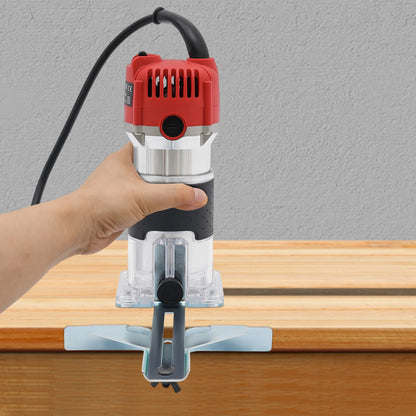800W Electric Hand Trimmer Wood Router with Guide Base, Woodworking Milling Cutting Tool 30000RP/Min