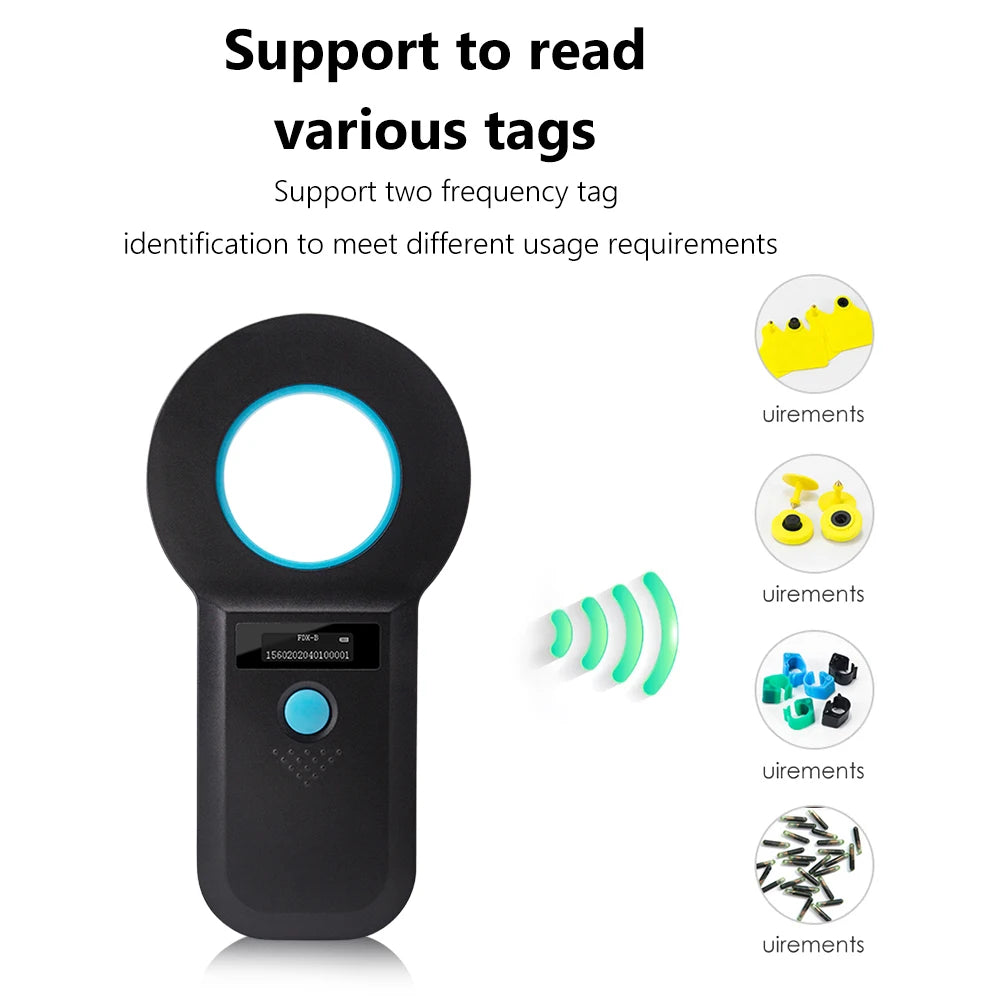Handheld Animal Pet Microchip Reader EMID FDX-B(ISO11784/85) Animal RFID EMID Reader Pet Chip ID Scanner for Cat Dog Pet Animal
