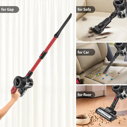 Cordless Vacuum Cleaner,3800W 6 in 1 Lightweight Handheld Stick Vacuum,2 Speed 30Kpa, For Home Floor Carpet Car Pet Hair