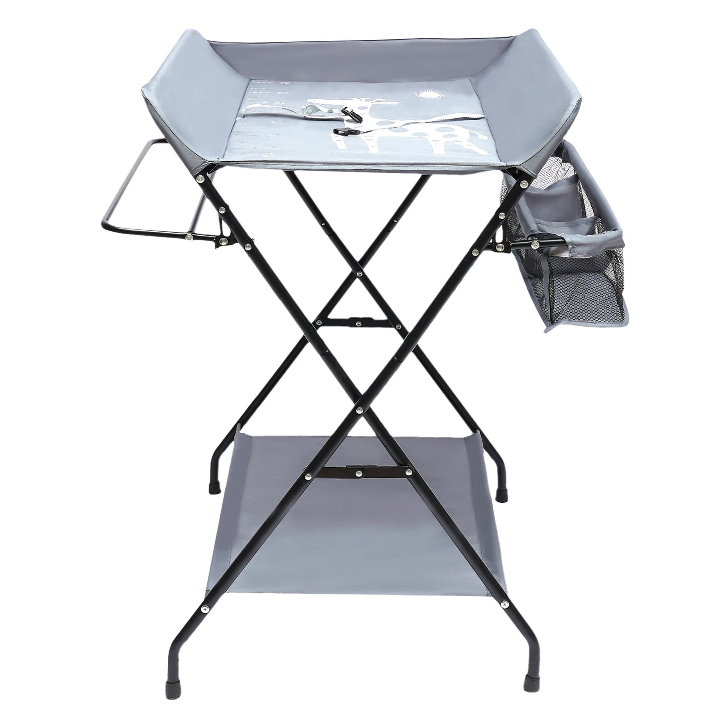 Foldable Baby Nappy Changing Table Stand With Bottom Storage Board, Elevated Fence Guard and Storage Basket High Safety