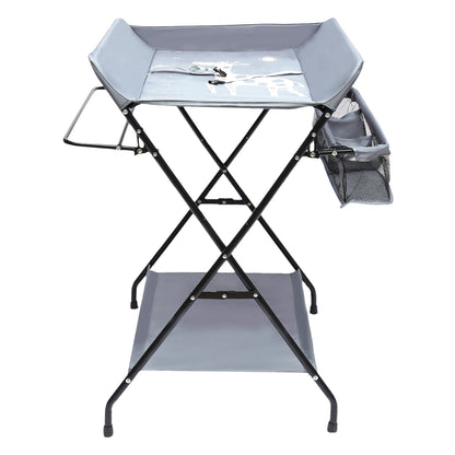 Foldable Baby Nappy Changing Table Stand With Bottom Storage Board, Elevated Fence Guard and Storage Basket High Safety