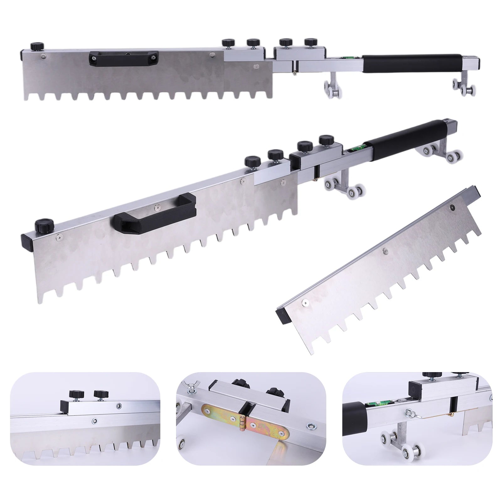 Tile Paving Tool Foldable Aluminum Alloy Smoothing Trowel Adjustable Length Stainless Steel Flat Tiling Tool for Tiles Flatting