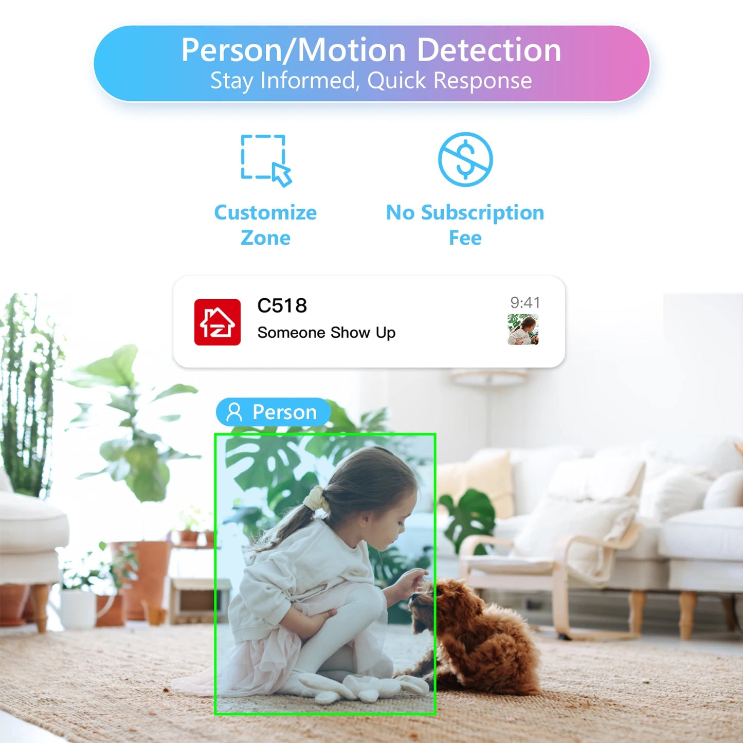 Indoor Pan / Tilt Smart Security Camera C518 2K 360 Degree Baby Pet Monitor 2.4G / 5G Dual-Band Wifi Home Cam With Phone APP
