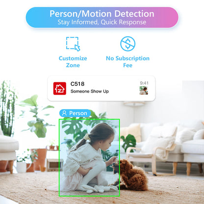 Indoor Pan / Tilt Smart Security Camera C518 2K 360 Degree Baby Pet Monitor 2.4G / 5G Dual-Band Wifi Home Cam With Phone APP