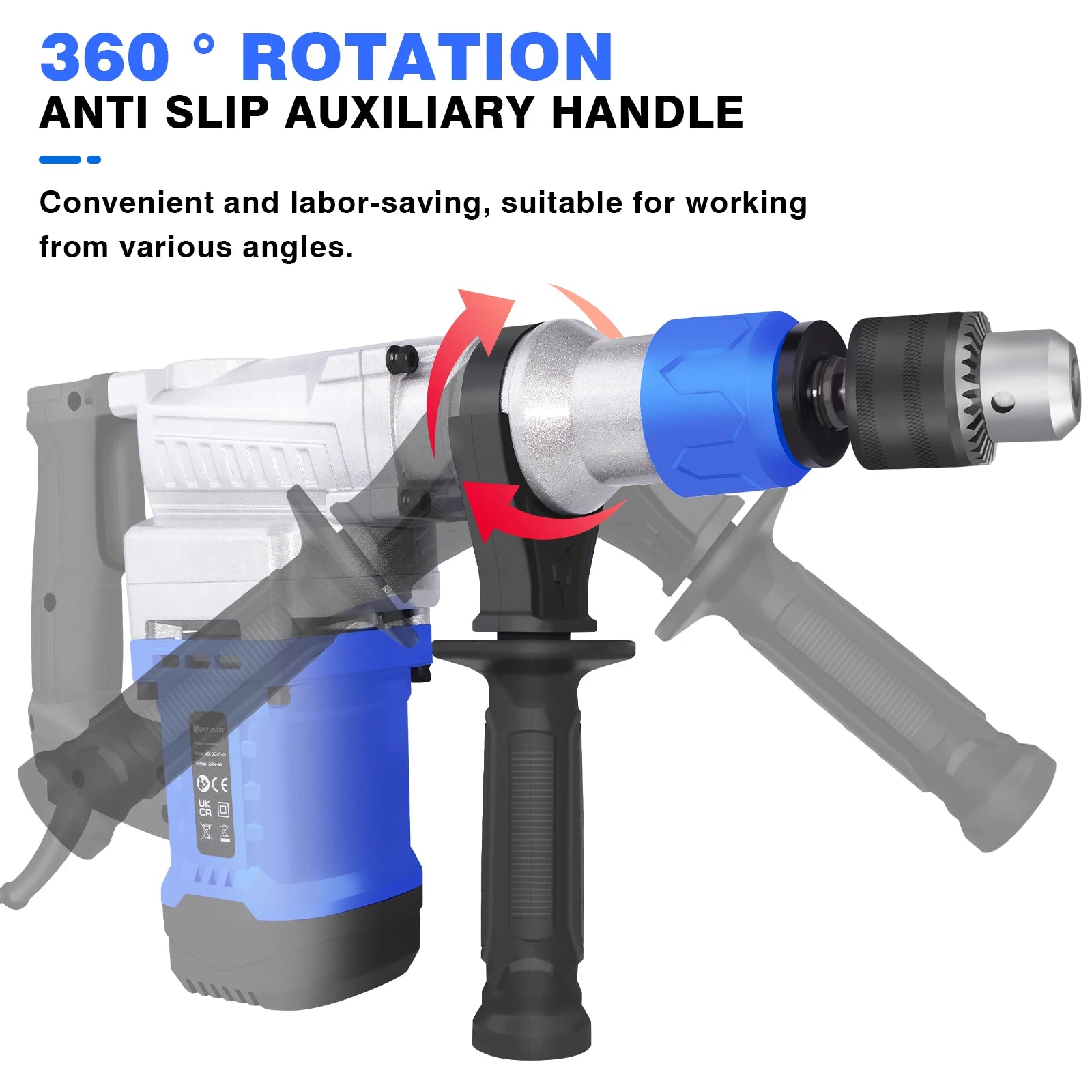 Dayplus 1500W Sds-Plus Rotary Hammer Drill,Corded Drills, Heavy Duty Chipping Hammers W/ Vibration Control & Safety Clutch & Case