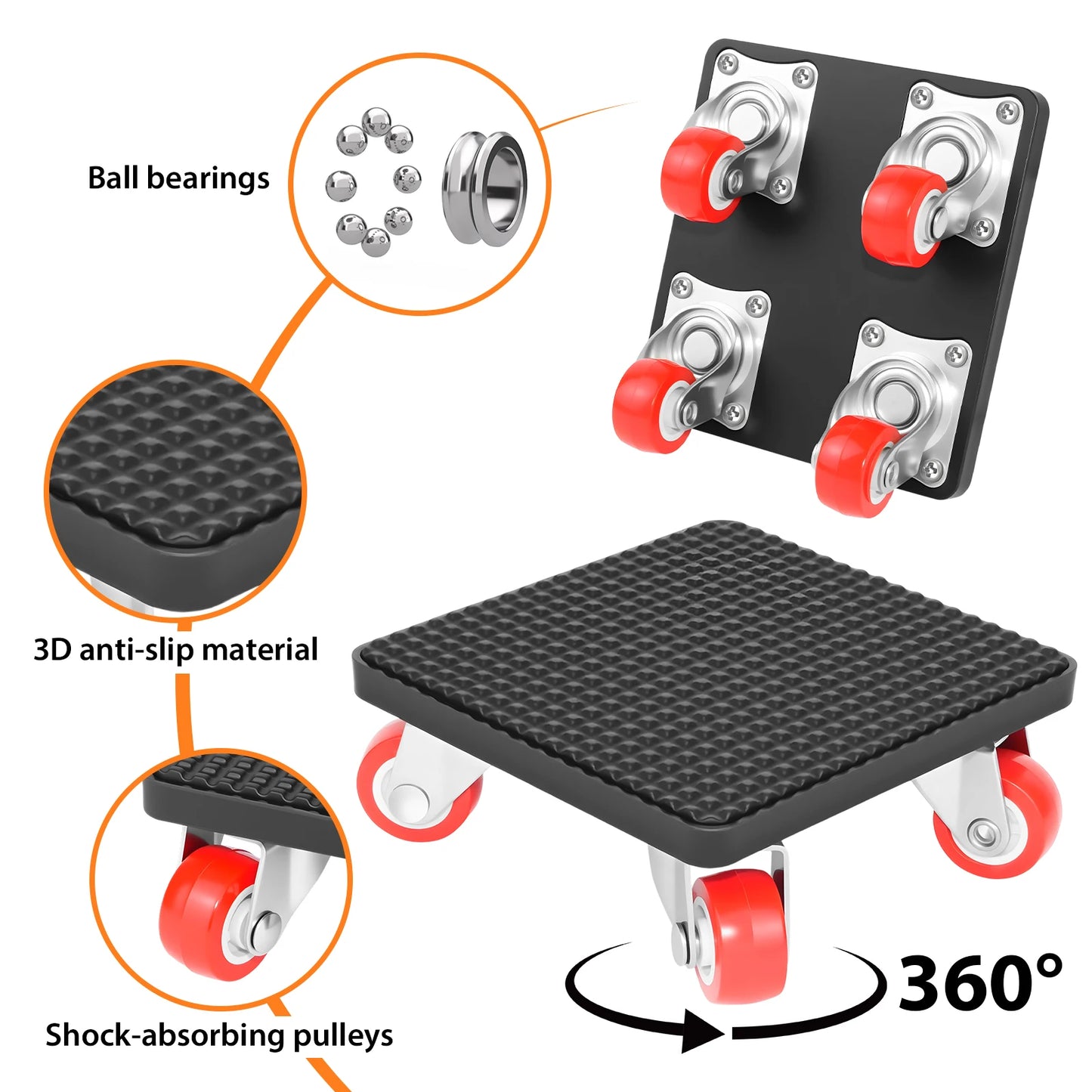 Furniture Transport Roller Set 360 Degree Rotary Wheels, Moving Transport Rollers