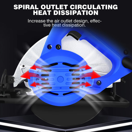 2000W Electric Circular Saw, Full Copper Motor Corded High Power Board Cutting Machine Woodworking Power Tools with 185Mm Blade