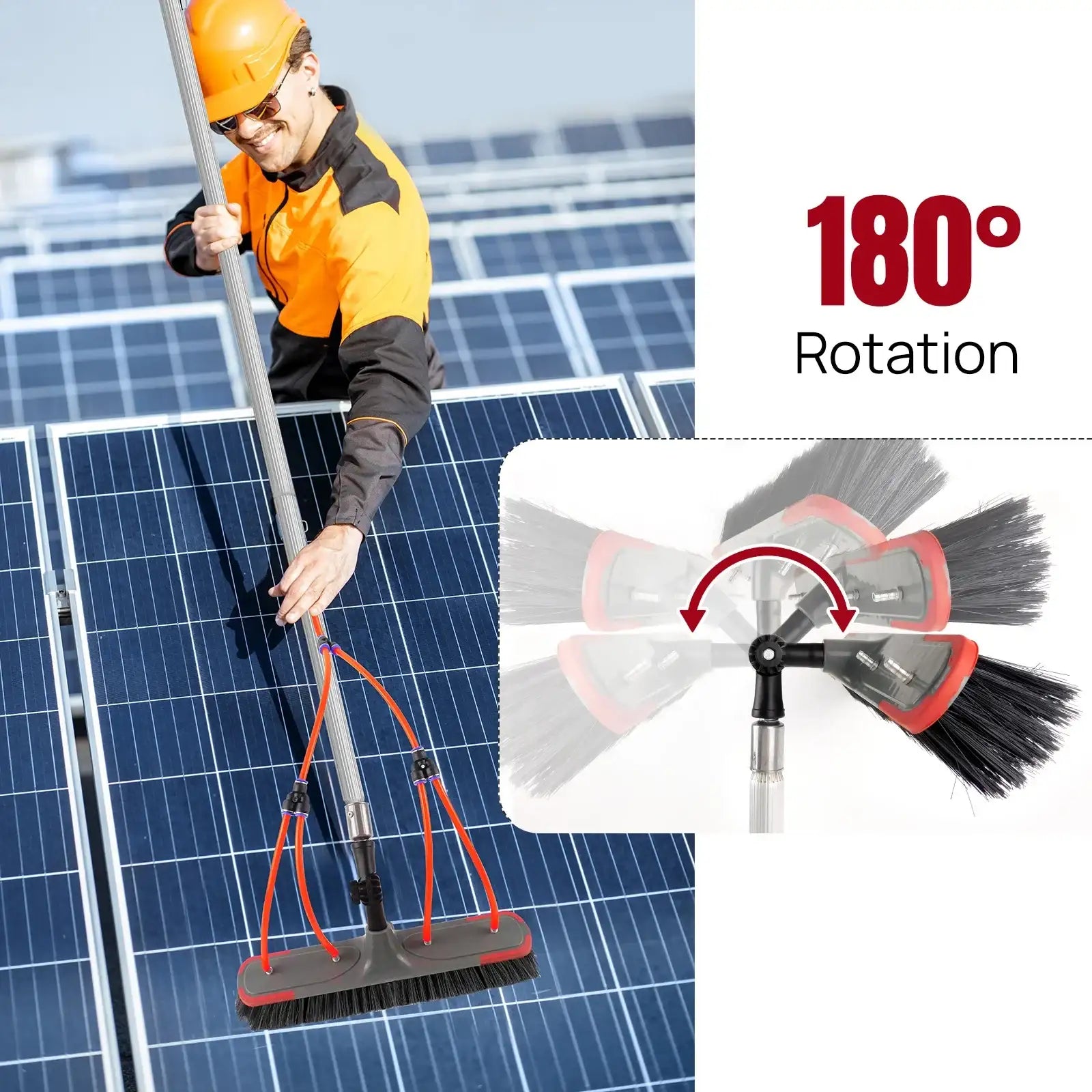 Window Cleaning Brush, 7M/23FT Water Fed Pole Kit, Extendable Aluminum Pole with 35Cm Brush Head Adjustable Angle, Lightweight