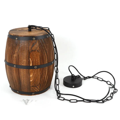 Retro Vintage Style Hanging Vintage Wine Barrel Light Wooden Rustic Old West Cafe Bar Ceiling Lamp