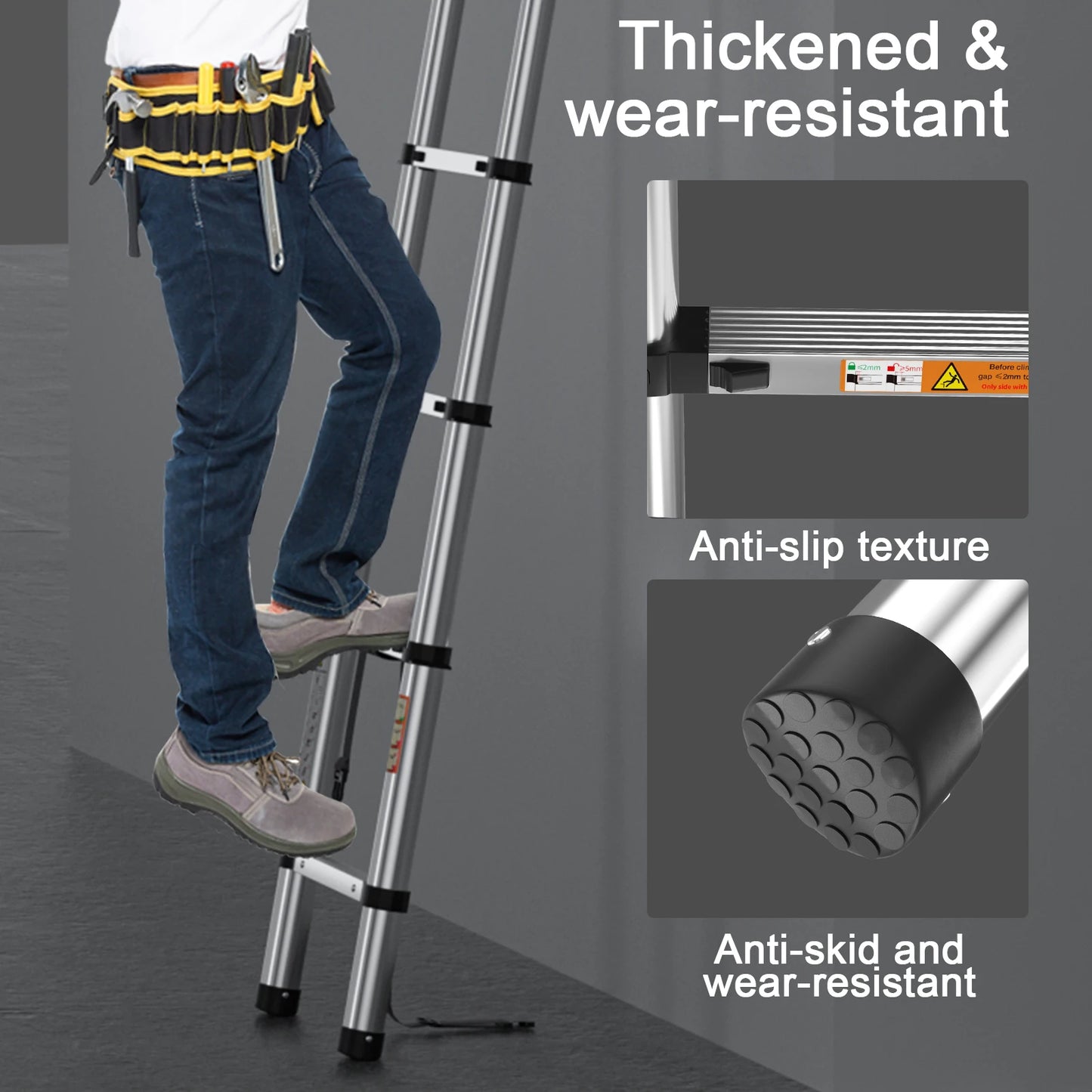 8.5FT/2.6M Multi-Purpose Folding Telescopic Ladder For Decorating Painting In/Outdoor Extendable Portable Loft, 330lb/150kg