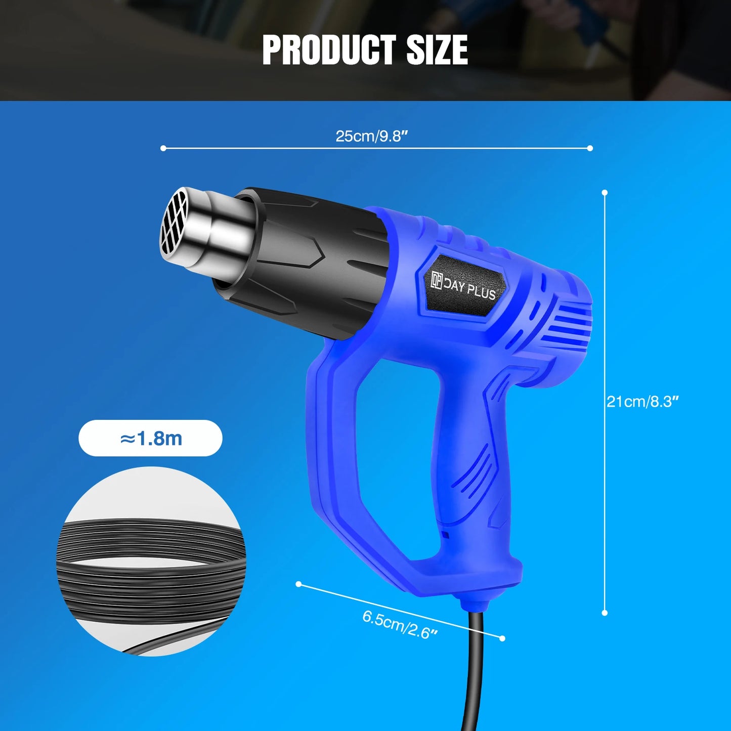 DayPlus Heat Gun 2000W Variable Temperature Control Hot Air Gun Tool For DIY