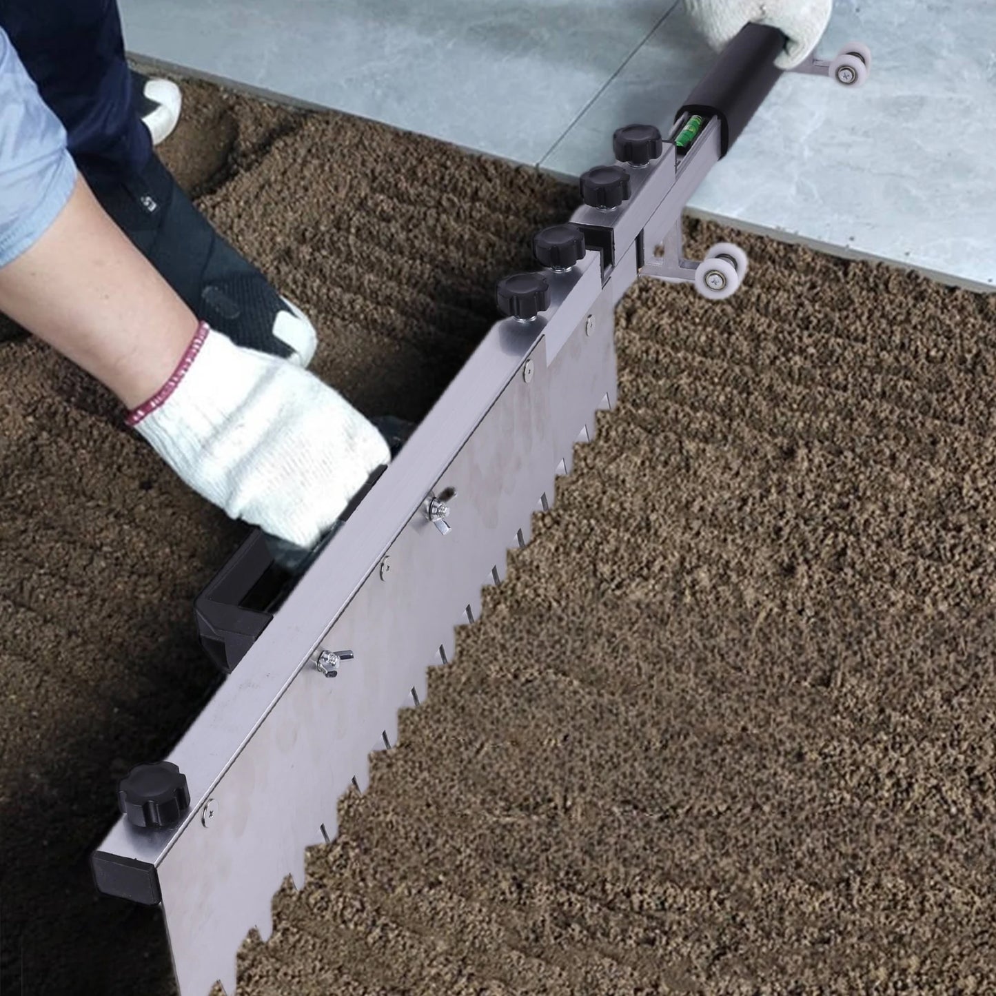 Tile Paving Tool Foldable Aluminum Alloy Smoothing Trowel Adjustable Length Stainless Steel Flat Tiling Tool for Tiles Flatting
