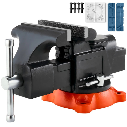 Succebuy Bench Vise 5"/5.5"/8" Jaw Width Multipurpose Vise with 360° Swivel Locking Base Vise with Anvil for Clamping round Pipe