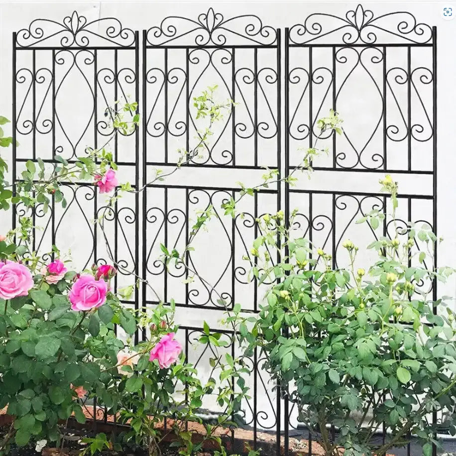 Pack Of 2 Tall Garden Trellis for Climbing Plants Metal Plant Support Fence Rustproof 
