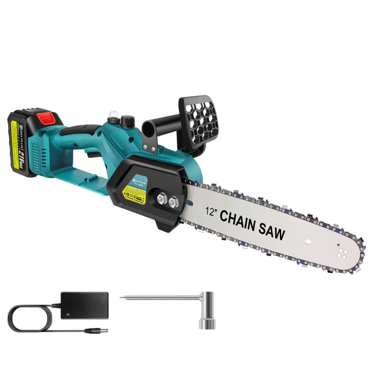 12 Inch Cordless Chainsaw, Electric Power Chain Saw with Battery & Chain with Safety Lock for Tree Trimming, Garden,Wood Cutting