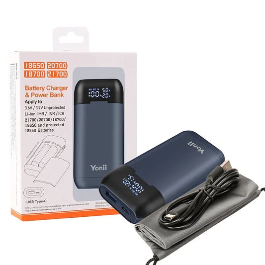 Power Bank 18650 Battery Charger Portable USB C Magnetic Charger Charging for Rechargeable 18650 Battery for 21700 20700 18700