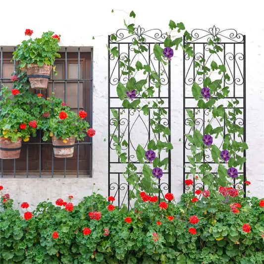 2 Piece Large Tall Metal Garden Trellis Fence Panels Plant Climbing Lattice Border For Outdoor Yard Garden