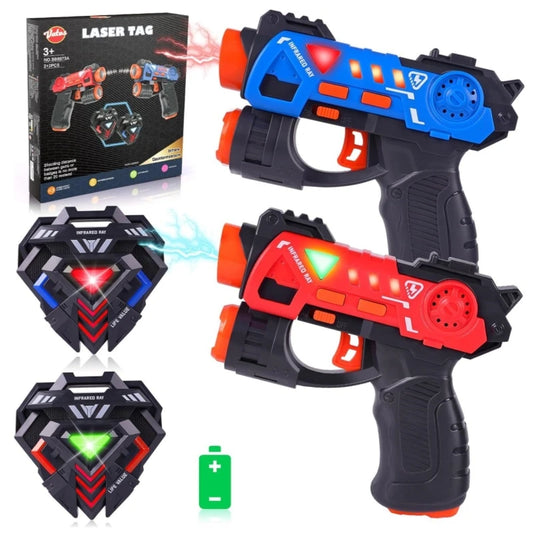 VATOS Laser Tag Guns Set 2 Or 4 Infrared Mini Laser Tag Blaster for Kids with Badges Indoor Outdoor Shooting Game Toy for Boys Girls