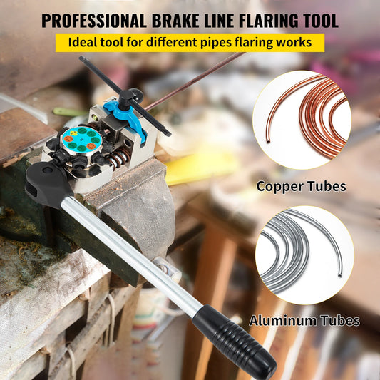  Brake Line Flaring Tool 45° Double Flares for 3/16" 1/4" 5/16" 3/8" Tube Size Suitable for Soft Metal of Copper Lines