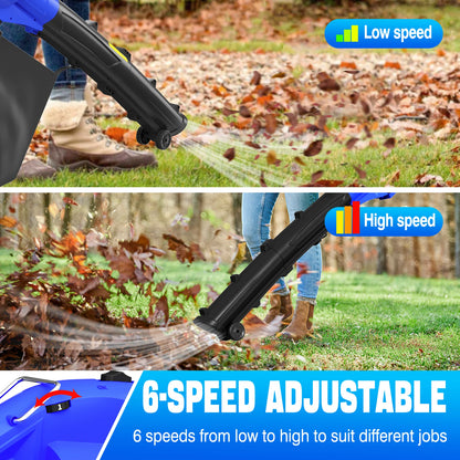 3 In 1 Leaf Blower Garden Vacuum Leaf Shredder, Powerful Electric Garden Blower For Household, 6 Variable Speeds & 35L Bag