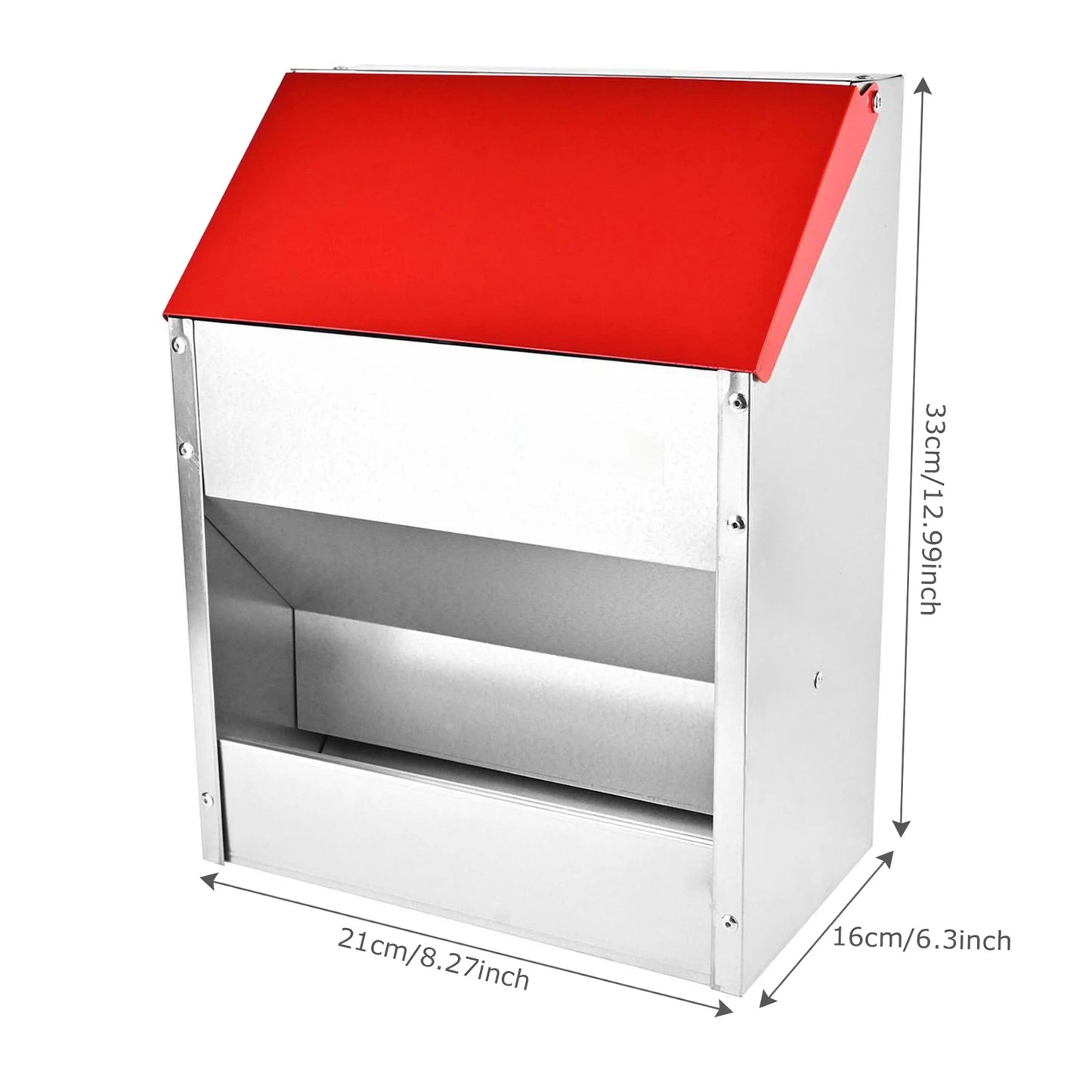 10Lbs Galvanized Steel Poultry Chicken Feeder Weatherproof Lid for Chickens Duck