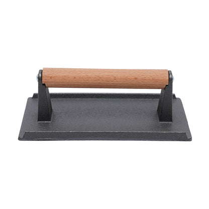 Kitchen Heavy Cast Flat Iron Steak Weight/Bacon Press with Wooden Handle Heavy-Weight Grill Press Commercial Grade Burger