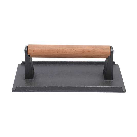 Kitchen Heavy Cast Flat Iron Steak Weight/Bacon Press with Wooden Handle Heavy-Weight Grill Press Commercial Grade Burger