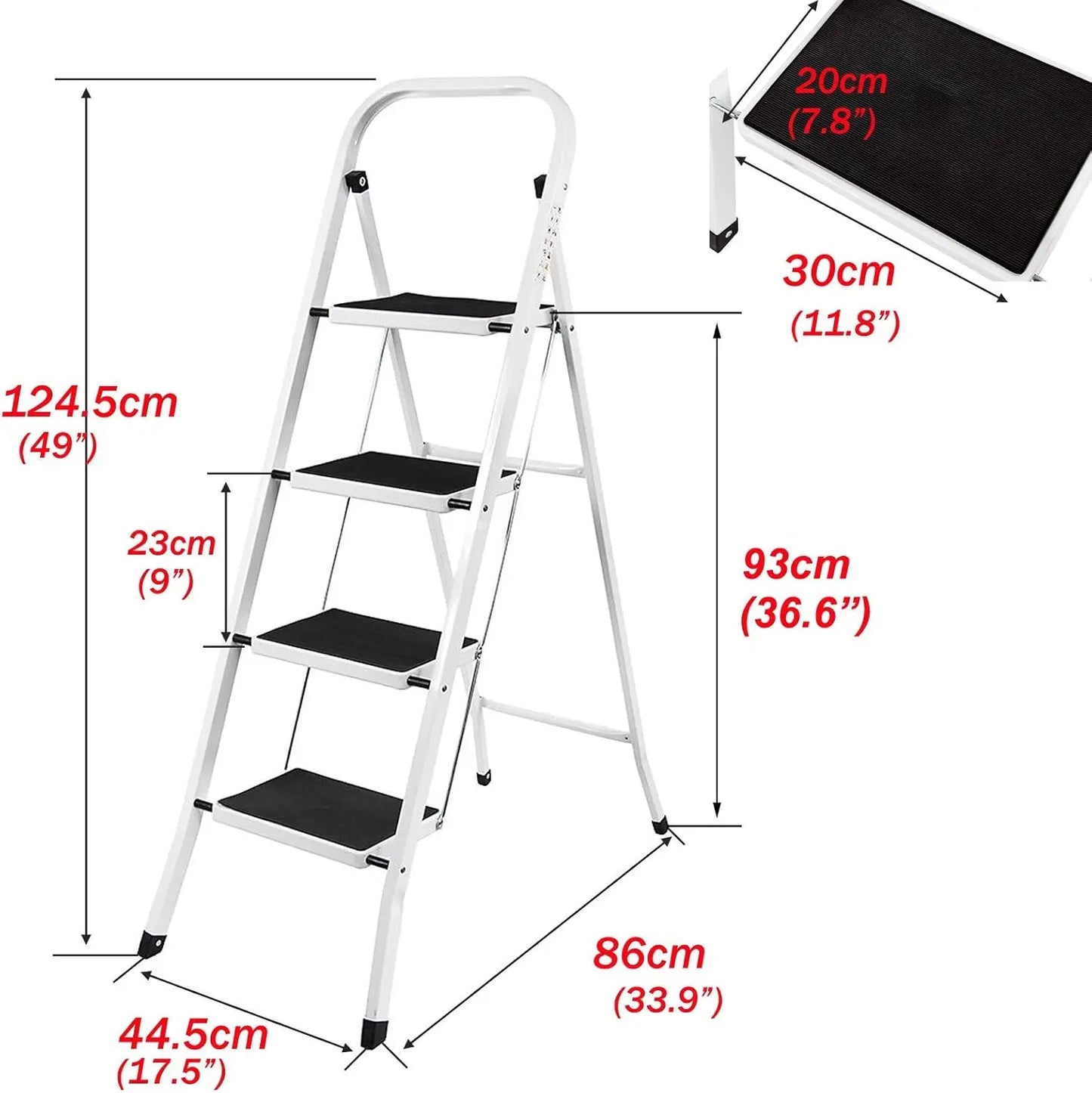 Dayplus Safety Folding Step Stool 2-4 Step Ladder Portable Foldable Stepladder anti Slip Feet for Indoor Outdoor Home Office