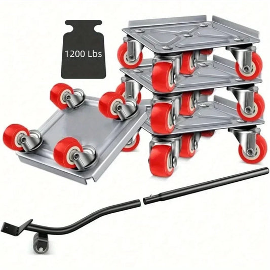 New Furniture Movers with Wheels Portable 4 Wheels Furniture Dolly Furniture Mover Tool with 360°Rotation Rubber Wheels