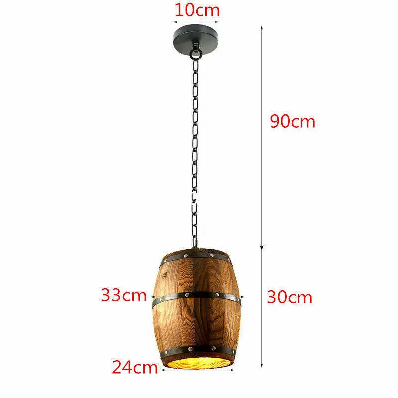 Retro Vintage Style Hanging Vintage Wine Barrel Light Wooden Rustic Old West Cafe Bar Ceiling Lamp