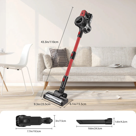 Cordless Vacuum Cleaner,3800W 6 in 1 Lightweight Handheld Stick Vacuum,2 Speed 30Kpa, For Home Floor Carpet Car Pet Hair